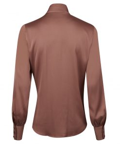 Stenströms Selma Silk Blouse Bow Collar Pink
