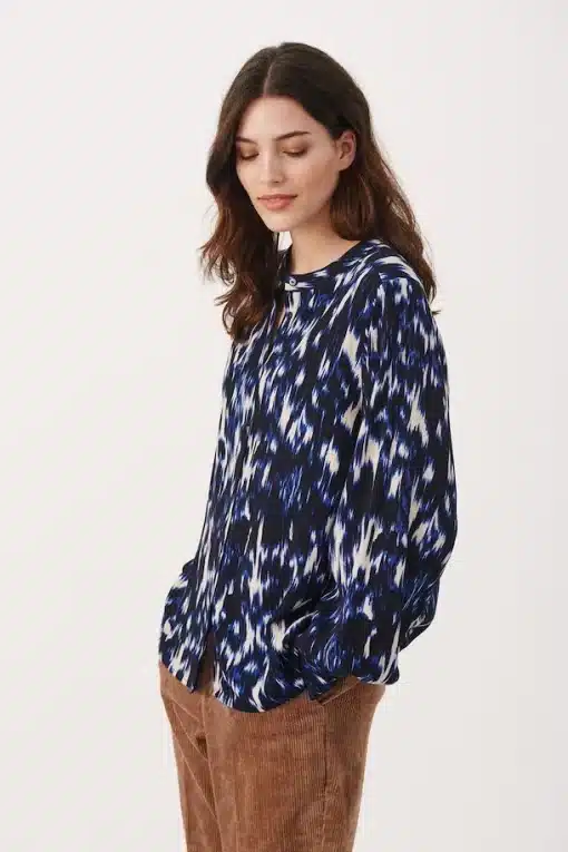 Part Two Rya Shirt Dark Navy Ikat Print