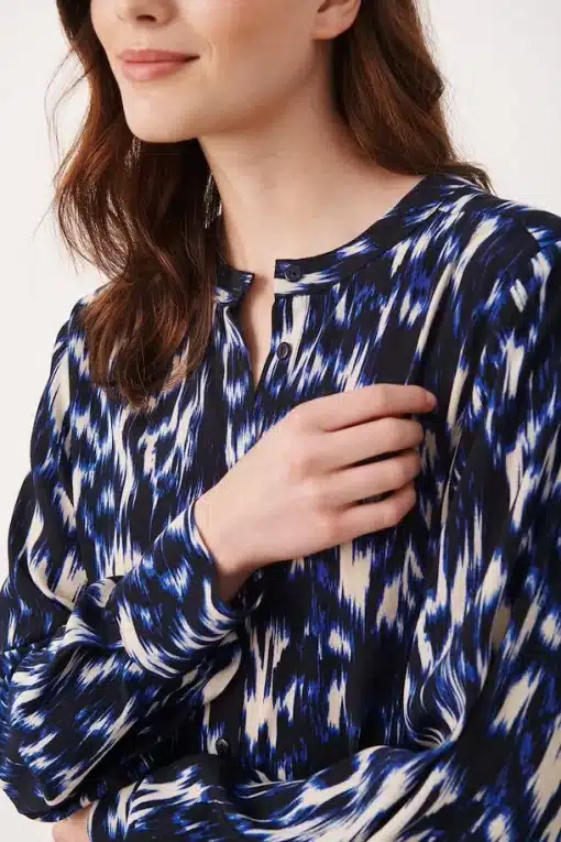 Part Two Rya Shirt Dark Navy Ikat Print
