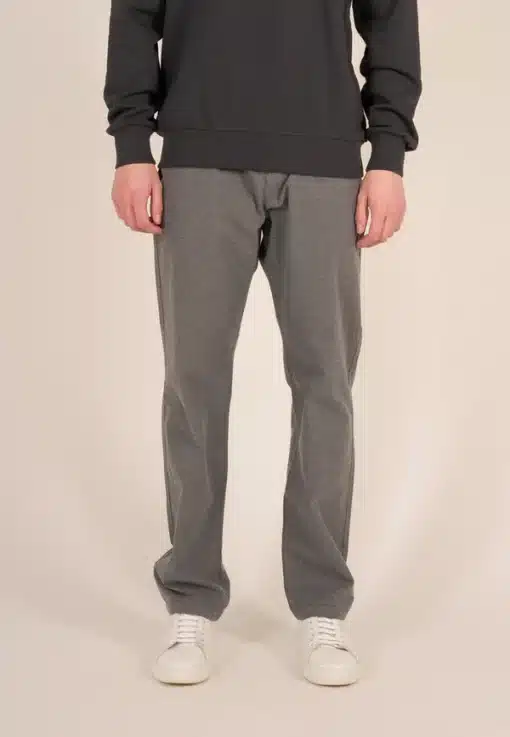 Knowledge Cotton Apparel Loose Flannel Pant Dark Grey Melange