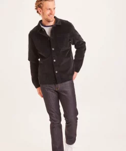 Knowledge Cotton Apparel Streched 8-Wales Corduroy Overshirt Black Jet