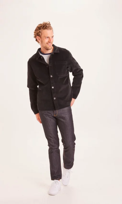 Knowledge Cotton Apparel Streched 8-Wales Corduroy Overshirt Black Jet