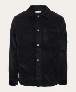 Knowledge Cotton Apparel Streched 8-Wales Corduroy Overshirt Black Jet