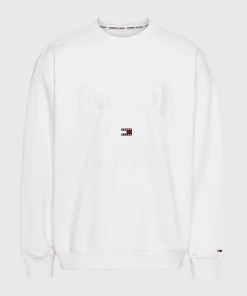 Tommy Jeans Logo Embroidery Slub Sweatshirt White