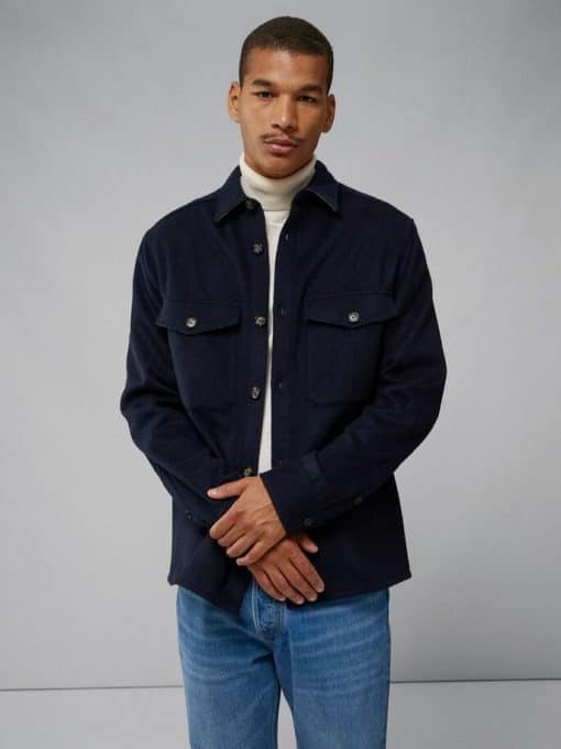 J.Lindeberg Flat Wool Overshirt Navy