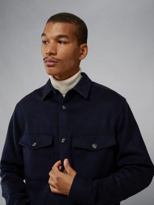 J.Lindeberg Flat Wool Overshirt Navy