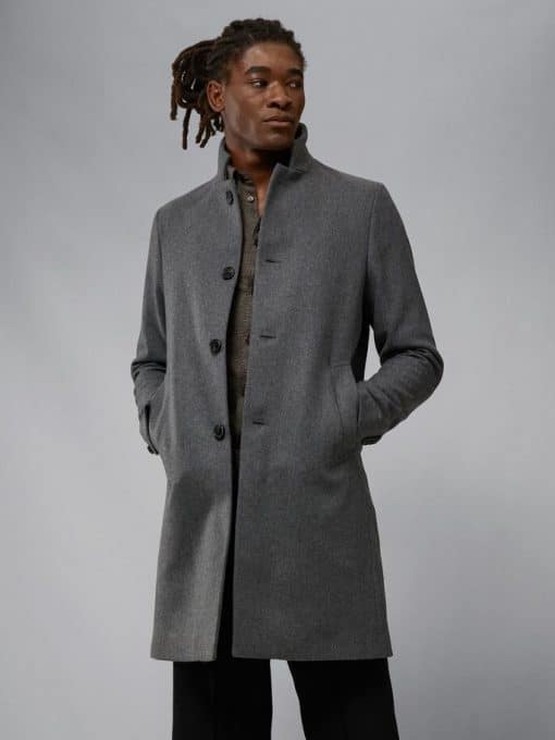 J.Lindeberg Holger Melton Wool Coat Volcanic Ash