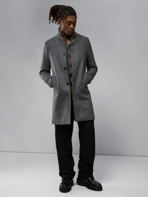 J.Lindeberg Holger Melton Wool Coat Volcanic Ash