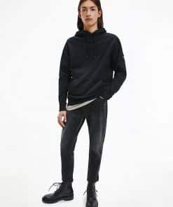 Calvin Klein Monologo Sleeve Badge Hoodie Black