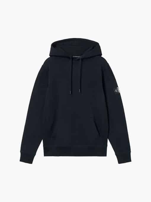 Calvin Klein Monologo Sleeve Badge Hoodie Black