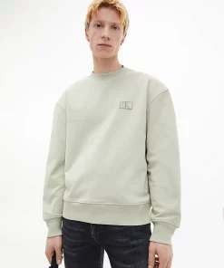 Calvin Klein Shrunken Badge Crew Neck Wheat Fields