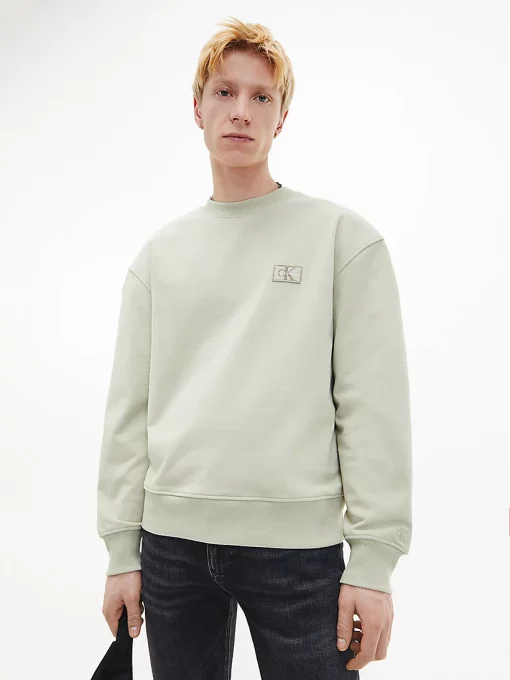 Calvin Klein Shrunken Badge Crew Neck Wheat Fields