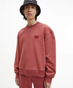 Calvin Klein Shrunken Badge Crew Neck Terracotta Tile