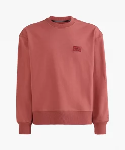 Calvin Klein Shrunken Badge Crew Neck Terracotta Tile