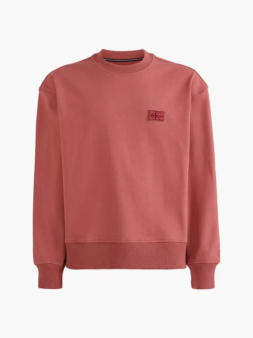 Calvin Klein Shrunken Badge Crew Neck Terracotta Tile