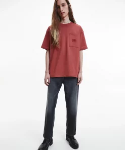 Calvin Klein Shrunken Badge Pocket Tee Terracotta Tile