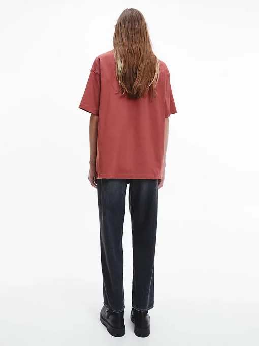Calvin Klein Shrunken Badge Pocket Tee Terracotta Tile