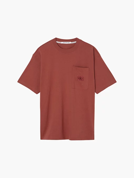Calvin Klein Shrunken Badge Pocket Tee Terracotta Tile