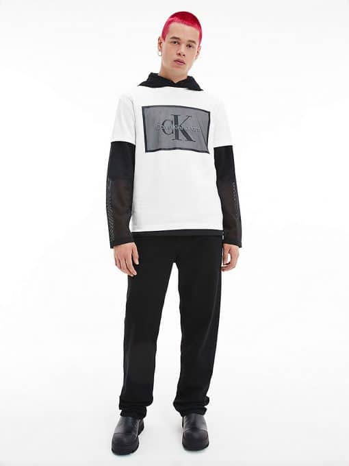 Calvin Klein Organic Cotton Mesh Logo T-Shirt White