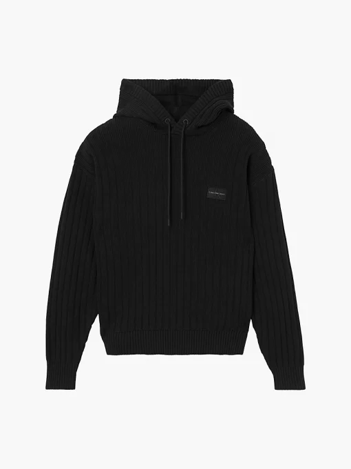 Calvin Klein Shrunken Badge Sweater Hoodie Black