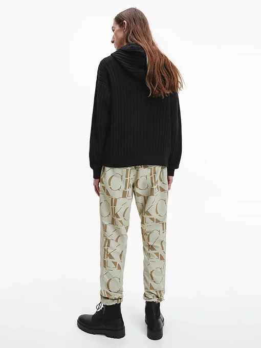 Calvin Klein Shrunken Badge Sweater Hoodie Black