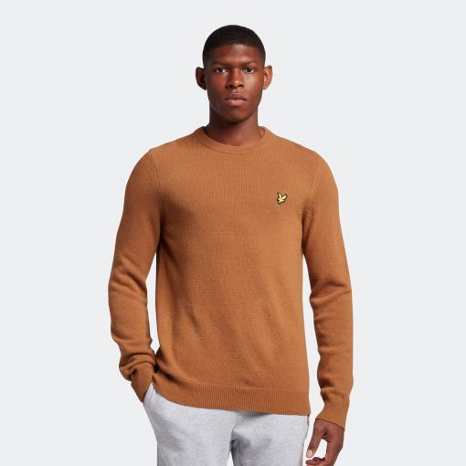 Lyle & Scott Crew Neck Lambswool Blend Jumper Anniversary Gold Melange