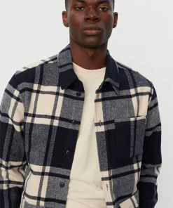 Les Deux Jason Check Wool Hybrid Jacket Ivory/Dark Navy
