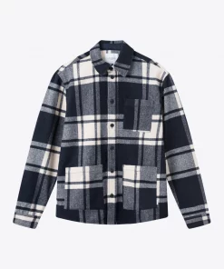 Les Deux Jason Check Wool Hybrid Jacket Ivory/Dark Navy