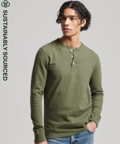 Superdry l/s Grandad Top Trift Olive Marl
