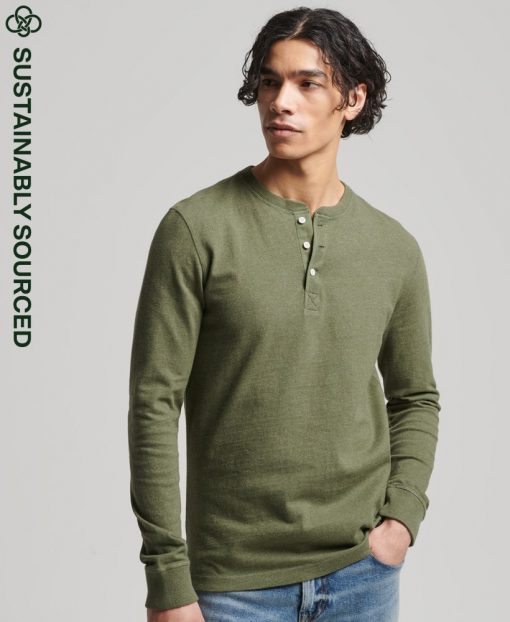 Superdry l/s Grandad Top Trift Olive Marl