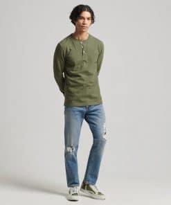 Superdry l/s Grandad Top Trift Olive Marl