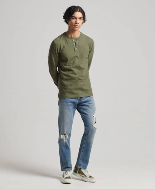 Superdry l/s Grandad Top Trift Olive Marl