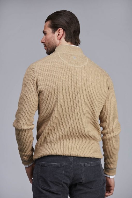 Hansen & Jacob Half Zip Mini Cable Knit Beige