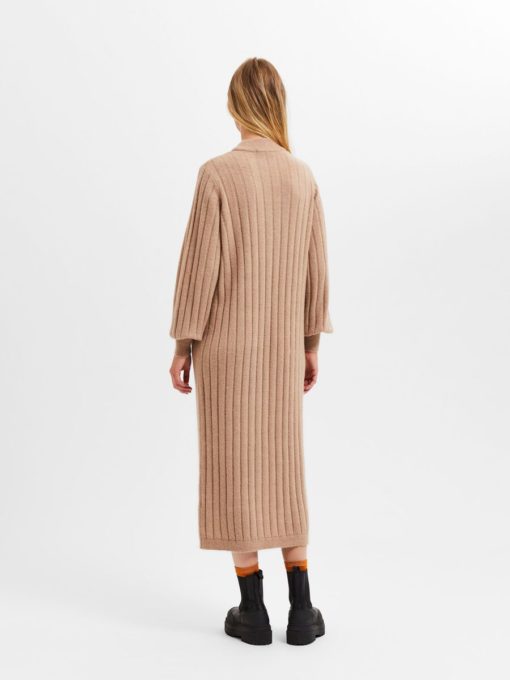 Selected Femme Glowie Knit O-Neck Dress Warm Taupe