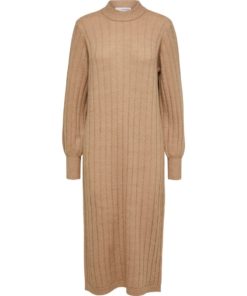 Selected Femme Glowie Knit O-Neck Dress Warm Taupe