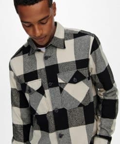 Only & Sons Milo Check Overshirt Black