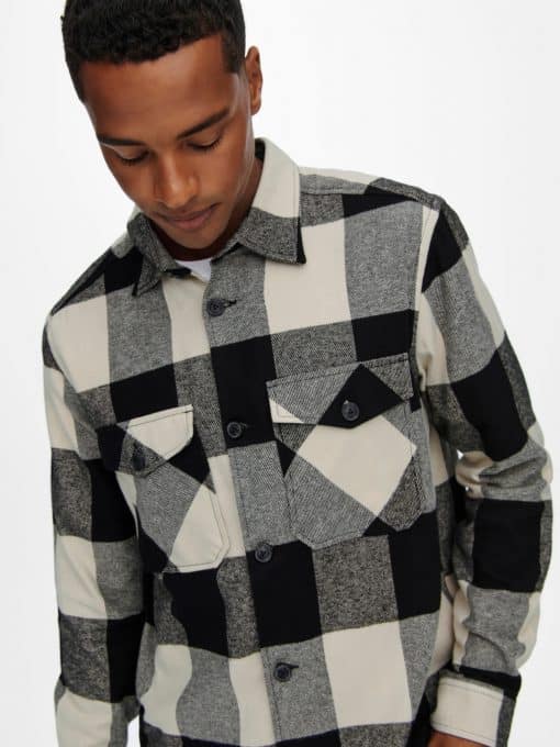 Only & Sons Milo Check Overshirt Black