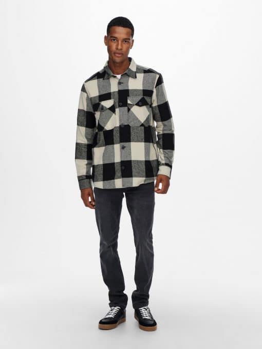 Only & Sons Milo Check Overshirt Black