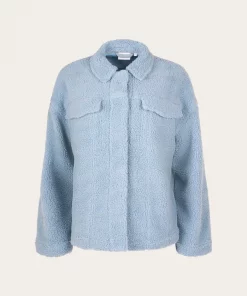 Knowledge Cotton Apparel Teddy Trucker Jacket Asley Blue