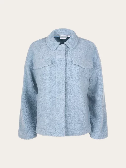 Knowledge Cotton Apparel Teddy Trucker Jacket Asley Blue