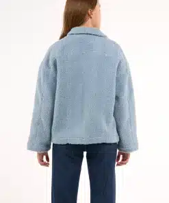 Knowledge Cotton Apparel Teddy Trucker Jacket Asley Blue