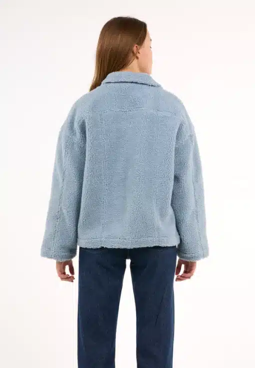 Knowledge Cotton Apparel Teddy Trucker Jacket Asley Blue