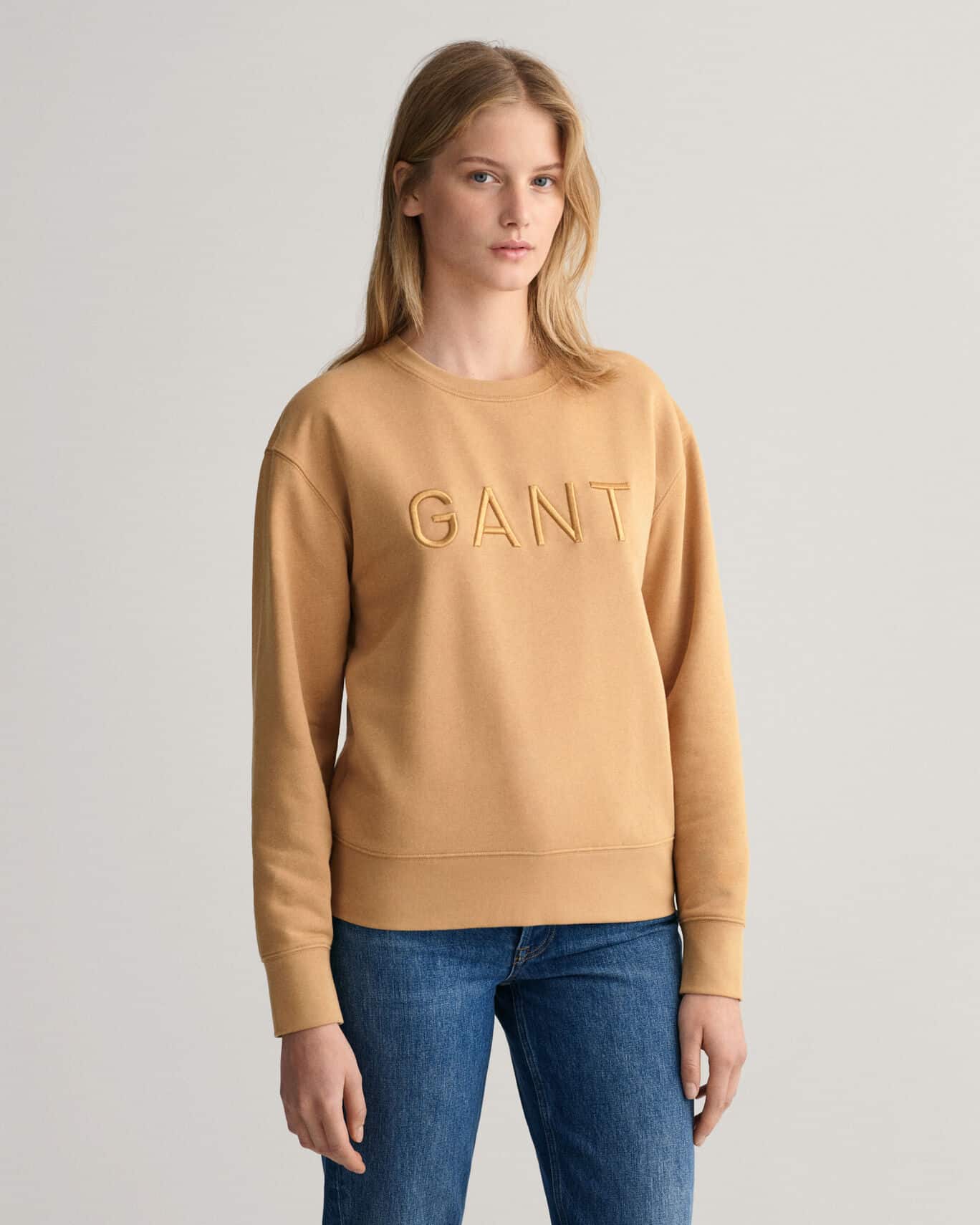 Buy Gant Woman Tonal C Neck Sweat Toffee Beige Scandinavian Fashion Store