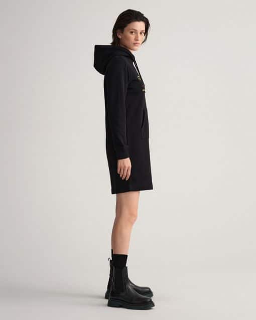 Gant Woman Archive Shield Hoodie Dress Black