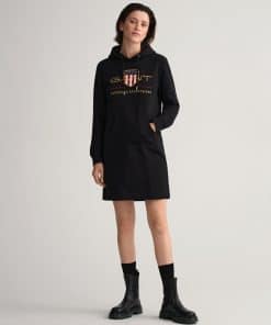 Gant Woman Archive Shield Hoodie Dress Black