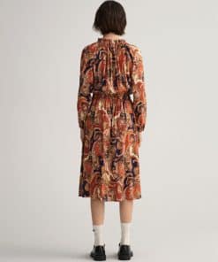 Gant Woman Paisley Boatneck Dress Golden Orange