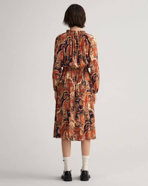 Gant Woman Paisley Boatneck Dress Golden Orange