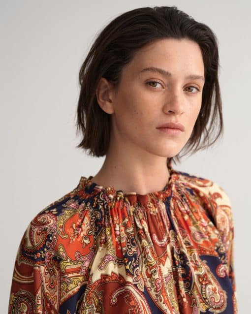 Gant Woman Paisley Boatneck Dress Golden Orange