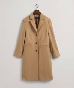 Gant Woman Wool Blend Tailored Coat Dark Khaki