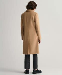 Gant Woman Wool Blend Tailored Coat Dark Khaki